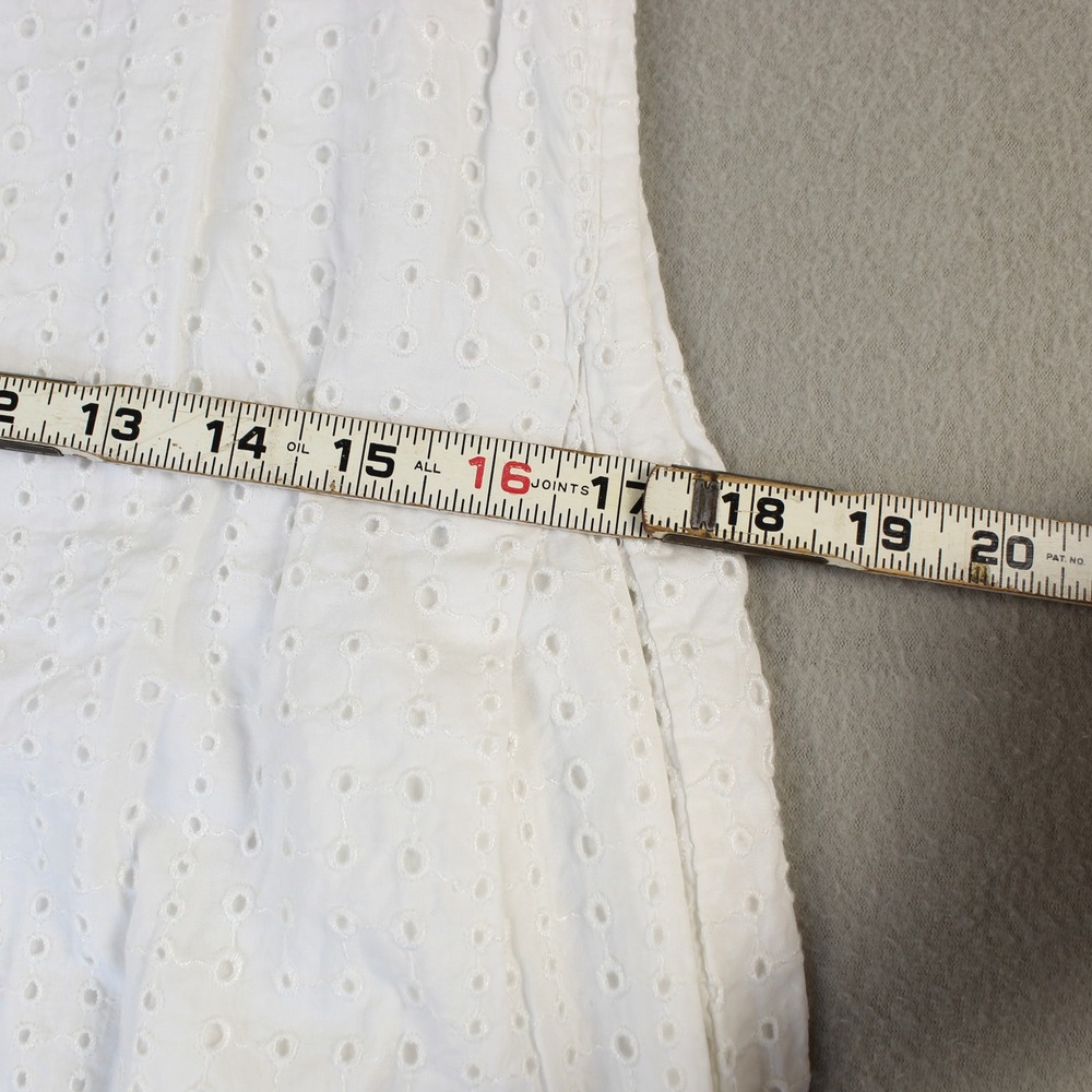 Banana Republic Eyelet Shift Dress Womens 10 White Excellent Cotton Sleeveless - Picture 9 of 11